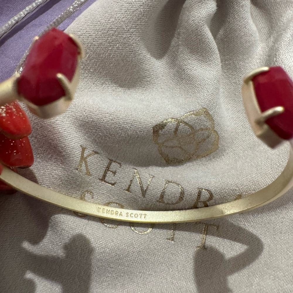 Kendra Scott Gold Open Cuff with Red Stones - Picture 3 of 4